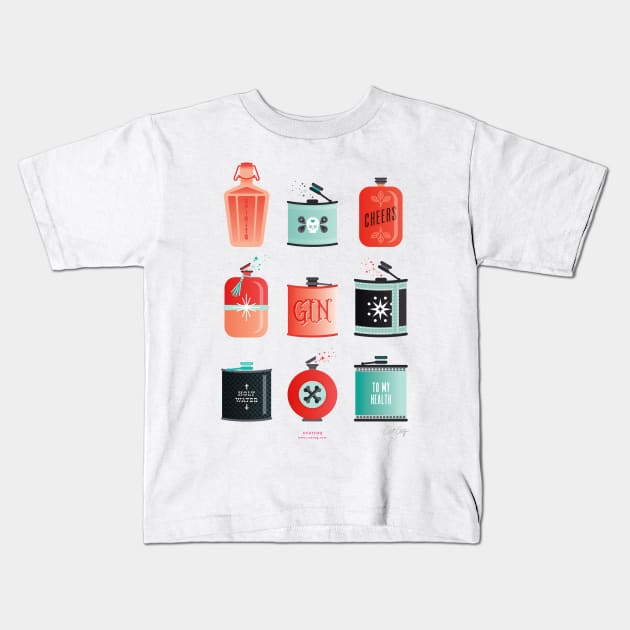 flasks red turquoise Kids T-Shirt by CatCoq